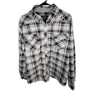 Harley Davidson Plaid Pearl Button Up Long Sleeve Shirt With Patches